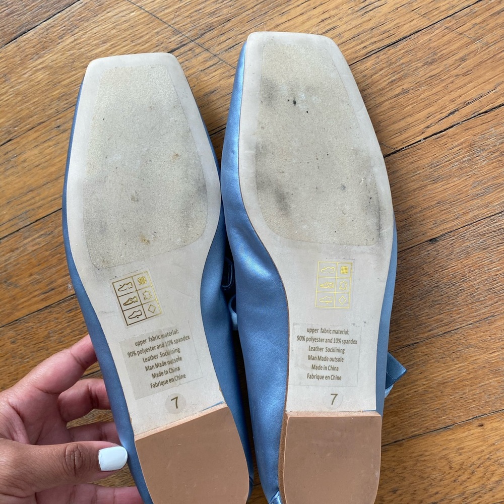 Jeffrey Campbell Blue Satin Bow Flats - Picture 3 of 7